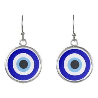 Vibrant Blue Evil Eye Mediterranean Nazar Amulet  Earrings