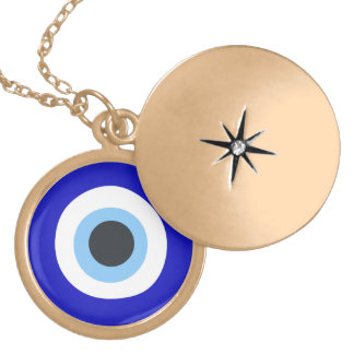 Vibrant Blue Evil Eye Mediterranean Nazar Amulet  Gold Plated Necklace