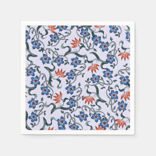 Vibrant Blue Floral Patterns with Green Vines Napkins