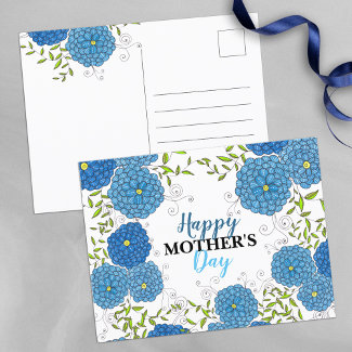 Vibrant Blue Flowers and Green Leaves Mother's Day