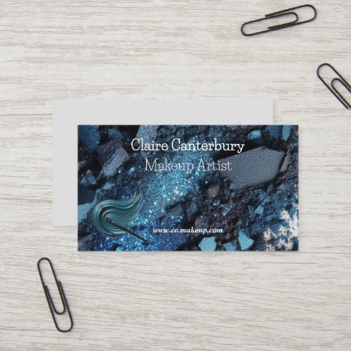 Vibrant Blue Glam Makeup Artist  Business Card