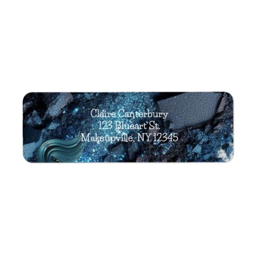 Vibrant Blue Glam Makeup Return Address Label