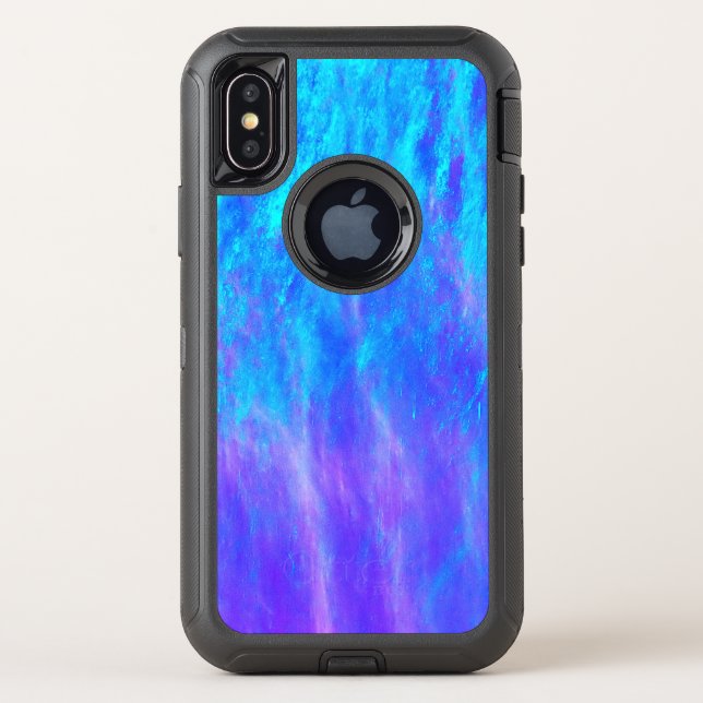 Vibrant blue-green and pink wave design. otterbox iPhone case (Back)