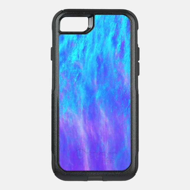 Vibrant blue-green and pink wave design. otterbox iPhone case (Back)