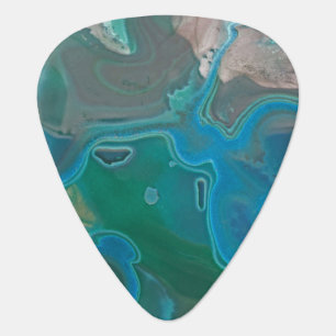 Vibrant Blue Green Natural Gem Stone Pattern Guitar Pick
