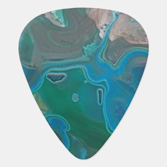 Vibrant Blue Green Natural Gem Stone Pattern Guitar Pick (Front)