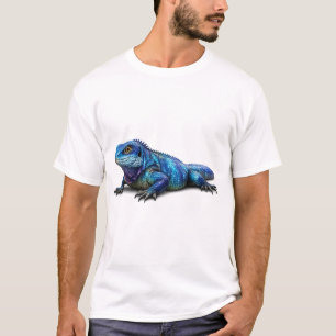 Vibrant Blue Iguana Lizard Graphic T-Shirt