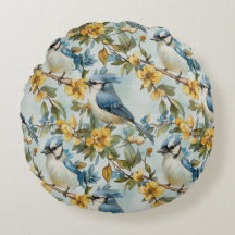 Vibrant Blue Jay Pillow
