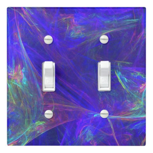 Vibrant Blue Misty Splashes Pink Green Abstract Light Switch Cover