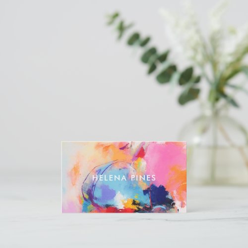 Vibrant Blue orange pink Modern Abstract painting Business Card