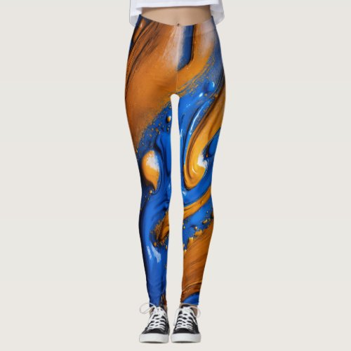 Vibrant Blue Paint Wall Leggings HD Gradient Spl Leggings