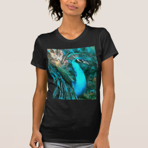 Vibrant Blue Peacock In With Fanned Tail T-Shirt