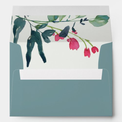 VIBRANT BLUE PINK EUCALYPTUS FAUNA GROVE ADDRESS ENVELOPE