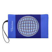 Vibrant Blue & Pink X Pattern Globe Design Wristlet Purse (Back)