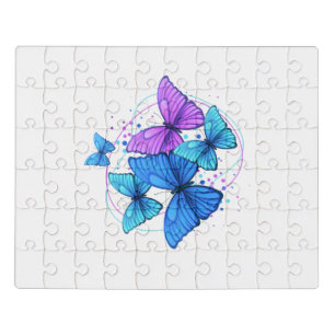 Vibrant Blue & Purple Butterfly Artwork – Aestheti Jigsaw Puzzle