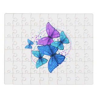 Vibrant Blue & Purple Butterfly Artwork – Aestheti Jigsaw Puzzle