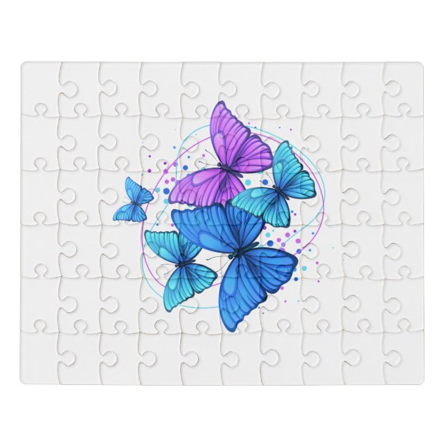 Vibrant Blue & Purple Butterfly Artwork – Aestheti Jigsaw Puzzle (Puzzle Horizontal)