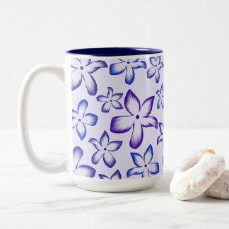 Vibrant Blue Purple Gradient Flower Two-Tone Coffee Mug