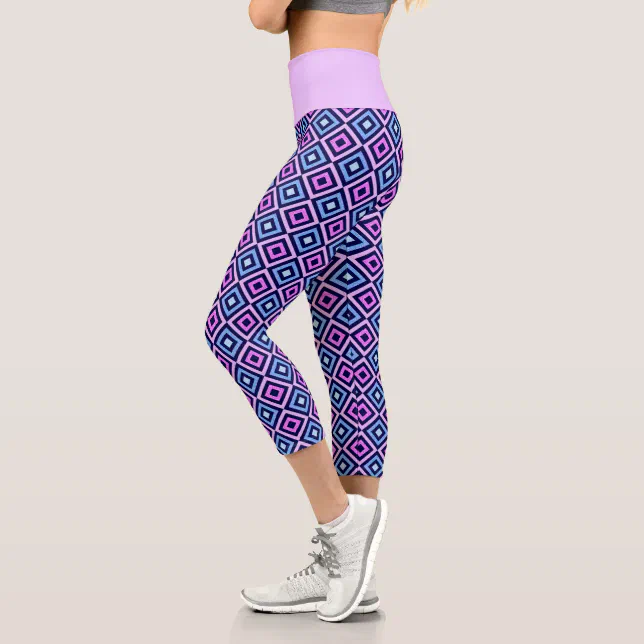 Blue diamond pattern women leggings