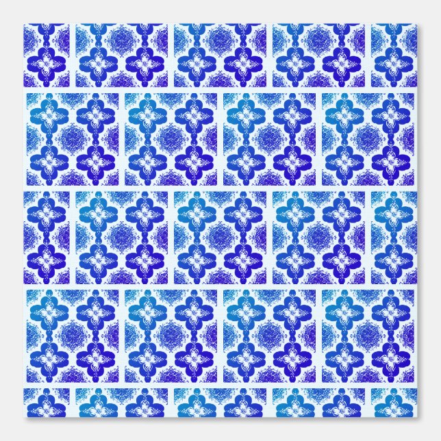 Vibrant Blue Retro Chic Patterned Aesthetic Pretty Wallpaper (Front)