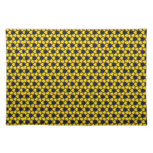 Vibrant Blue Star Pattern on Yellow Background Cloth Placemat