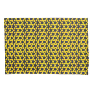 Vibrant Blue Star Pattern on Yellow Background Pillow Case
