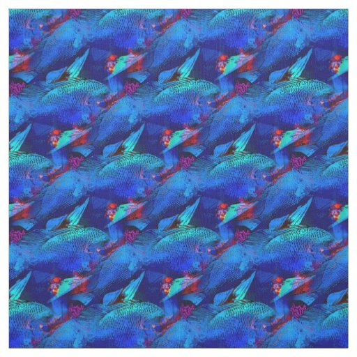 Vibrant Blue Tropical Fish Fabric