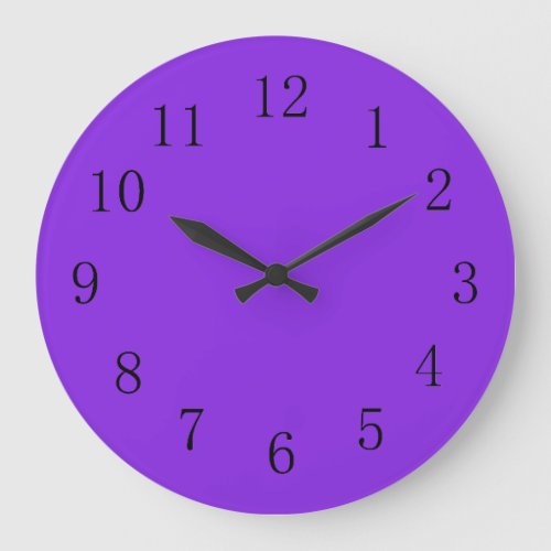 Vibrant Blue Violet Solid Color Large Clock