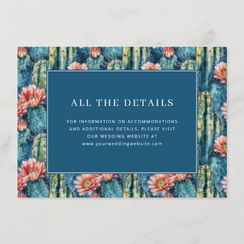 Vibrant Blue Watercolor Cacti Pattern