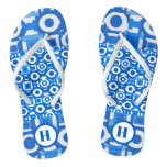 Vibrant Blue White Circle SquarePair of Flip Flops
