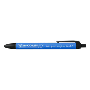 Vibrant Blue, White Logo Promotional Branded Ink Pen