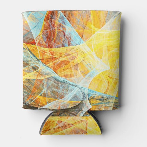 Vibrant Blue  Yellow Abstract Art Texture Can Cooler