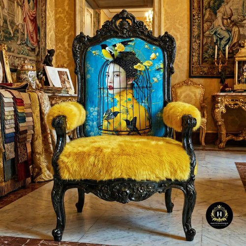 Vibrant Blue Yellow Floral Birdcage Hat Decoupage Tissue Paper