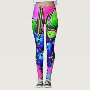 Vibrant Blueberry Artwork Leggings