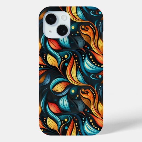 Vibrant Bohemian Floral and Geometric Fusion iPhone 15 Case