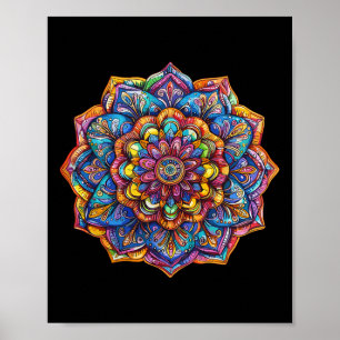 Vibrant Bohemian Mandala Meditation Chakra Pattern Poster