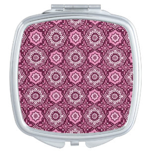 Vibrant Boho Chic Floral Pattern Compact Mirror