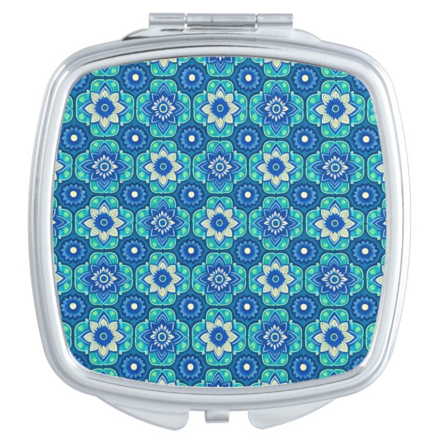 Vibrant Boho Chic Floral Pattern Compact Mirror (Front)