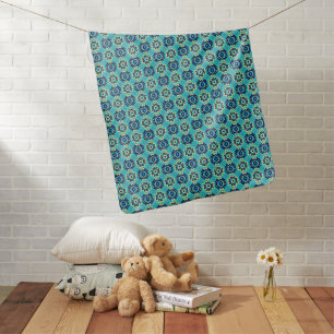 Vibrant Boho Chic Geometric Floral Pattern Baby Blanket