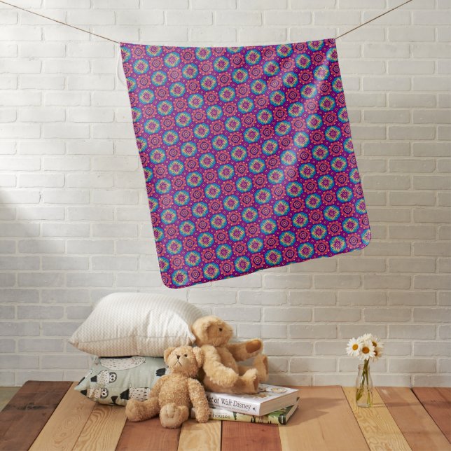 Vibrant Boho Chic Mandala Floral Pattern Baby Blanket (In Situ)