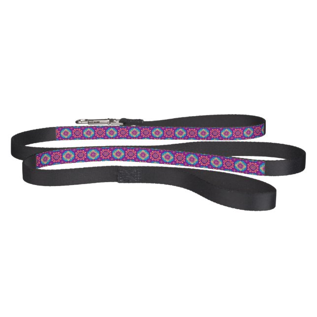 Vibrant Boho Chic Mandala Floral Pattern Dog Leash (Full)