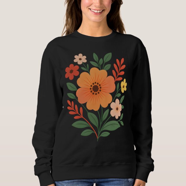 Vibrant Boho Floral Bouquet Women's Sweatshirt (Front)