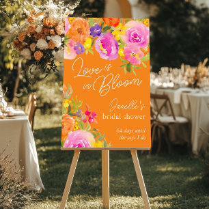 Vibrant Boho Floral Orange Bridal Shower Welcome Foam Board