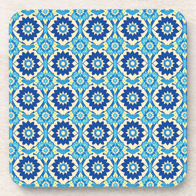 Vibrant Boho Floral Pattern Coasters  - Set of 6 (Front)
