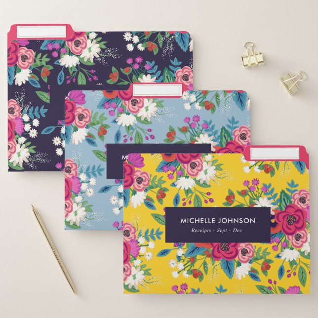 Vibrant Boho Floral Patterns File Folder (Set)