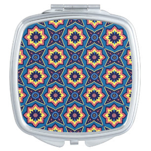 Vibrant Boho Geometric Floral Pattern Compact Mirror