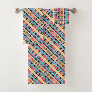 Vibrant Boho Geometric Pattern mix Bath Towel Set