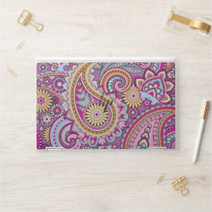 Vibrant Boho Paisley Floral Pattern Colorful Art HP Laptop Skin