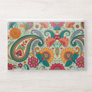 Vibrant Boho Paisley light green Floral Pattern HP Laptop Skin