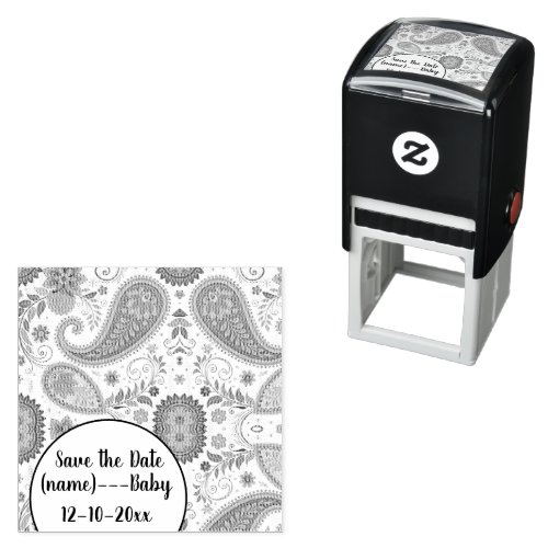 Vibrant Boho Paisley white Floral Pattern Self-inking Stamp